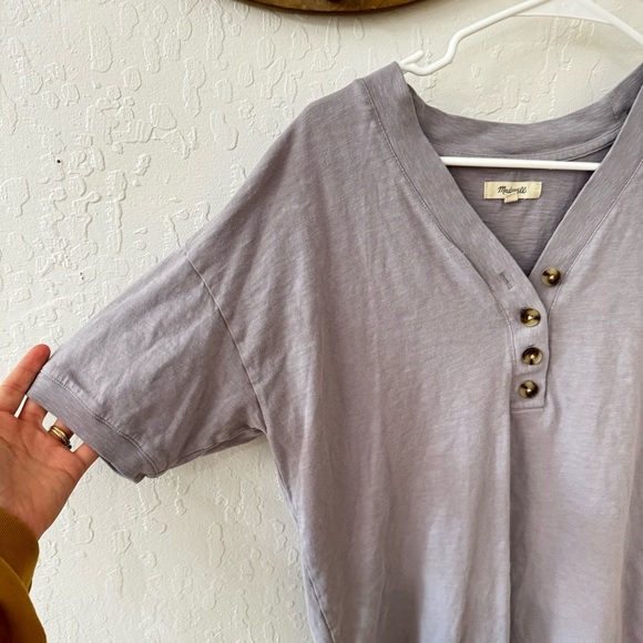 🤍 Madewell Purple Ringspun Cotton Relaxed Henley T Shirt Small 🤍 - Picture 9 of 9